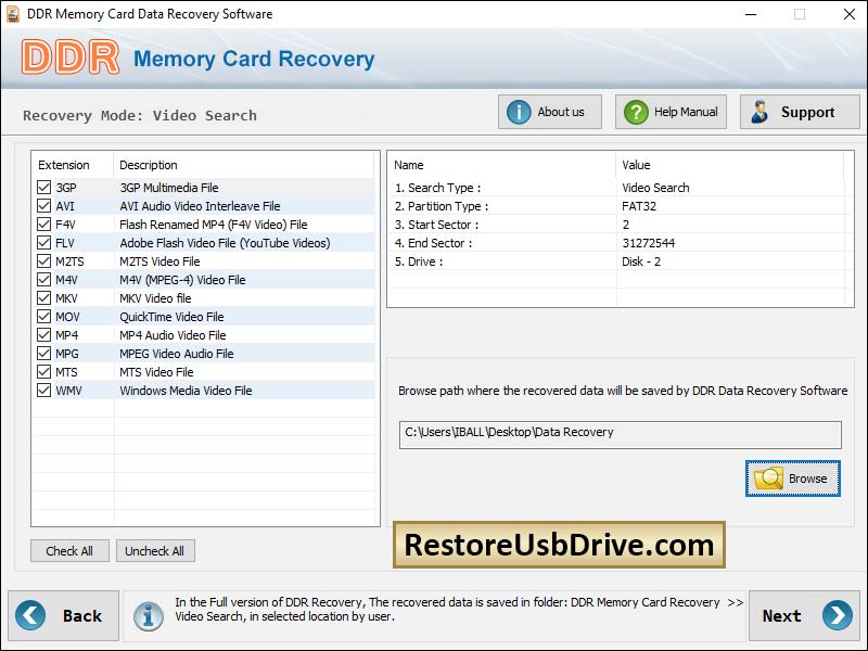 Memory Card Restore screenshot