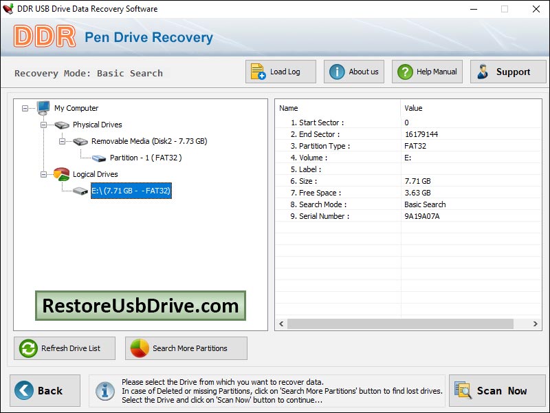 Restore USB Drive screenshot